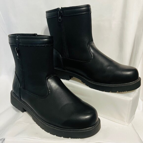 Thermal King-Haband's Men's Size 8D Faux Fur Insulated Boots-Black-Zip Each Side - Picture 2 of 16
